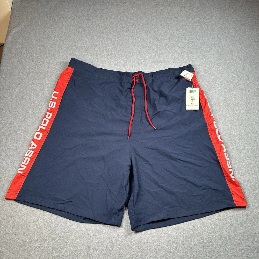 US Polo Assn Logo Tape Swim Trunks‎ 4XL Navy Red Big NWT Shorts NOTE